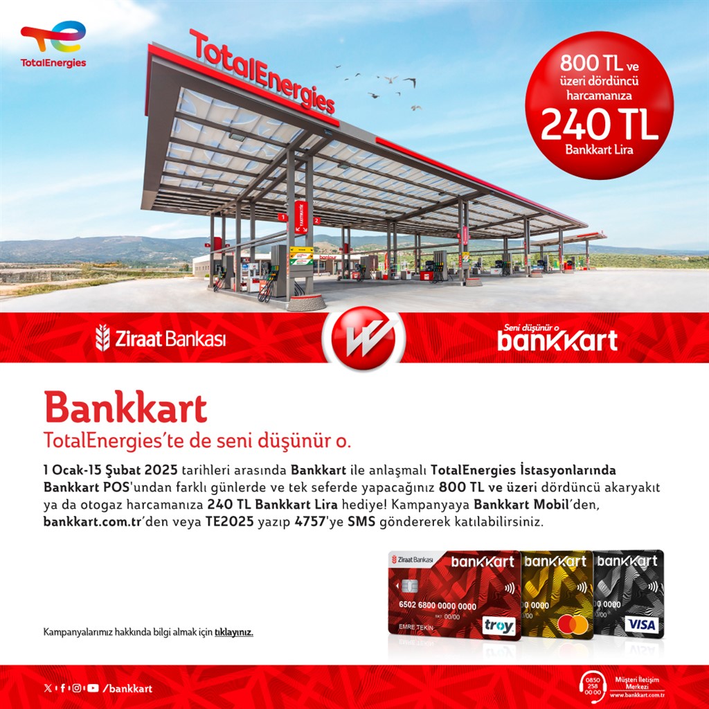 Club TotalEnergies’ten 240 TL Bankkart Lira hediye fırsatı